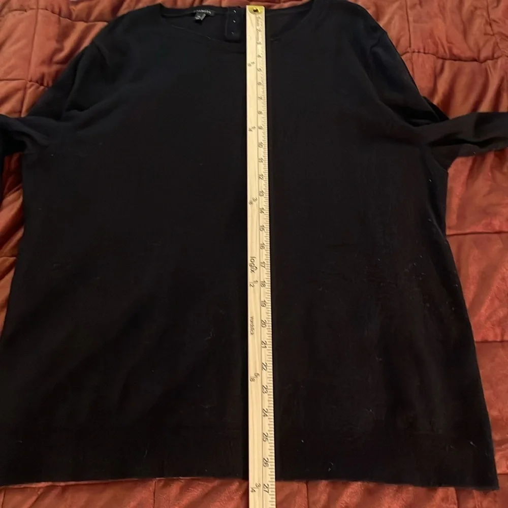Talbots Pullover 3 button Lambswool blend Sweater Women’s Sz XL Black bell cuffs